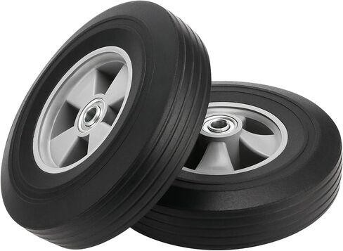 MOUYAT 2 PCS 10 x 2 Inch Hand Truck Wheel, 5/8 Inch Axle Flat Free Solid Rubber Replacement Tires, Flat Proof Solid Rubber Dolly Wheels for Hand Cart, Compressor, Gray/Black, 330 lbs Capacity in Saudi Arabia