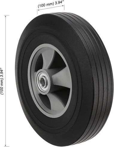 MOUYAT 2 PCS 10 x 2 Inch Hand Truck Wheel, 5/8 Inch Axle Flat Free Solid Rubber Replacement Tires, Flat Proof Solid Rubber Dolly Wheels for Hand Cart, Compressor, Gray/Black, 330 lbs Capacity in Saudi Arabia