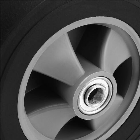 MOUYAT 2 PCS 10 x 2 Inch Hand Truck Wheel, 5/8 Inch Axle Flat Free Solid Rubber Replacement Tires, Flat Proof Solid Rubber Dolly Wheels for Hand Cart, Compressor, Gray/Black, 330 lbs Capacity in Saudi Arabia