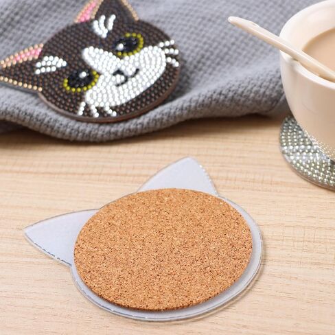 JTZHJIA Cat Diamond Painting Coaster Kits 8 Pieces, DIY Diamond Art Coaster Set with Holder, Diamond Art Coasters for Beginners Adults and Kids Art Craft Supplies in Saudi Arabia