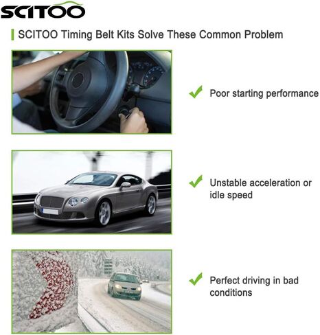 SCITOO Engine Timing Belt Kit Fits for CK331LK2 TB331LK2 WP311K2A WPK41110C 24470K TCKWP331A TB331 for Volvo C30 C70 S40 S60 S70 S80 V50 V60 V60 Cross Country V70 XC60 XC70 XC90 in Saudi Arabia