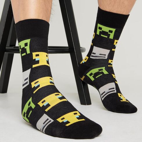 Minecraft Mens Socks Pack of 5 Calf Socks for Men Teenagers - Soft Breathable Work Sports Casual Size 7-10 Gifts for Him in Saudi Arabia