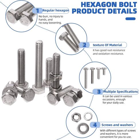 Glarks 336Pcs M6 Metric 304 Stainless Steel Phillips Round Head Machine Screws, Hex Socket Head Cap Screws, Hex Head Screw Bolts and Hex Nuts with Flat Washers Lock Washers Assortment Kit in Saudi Arabia