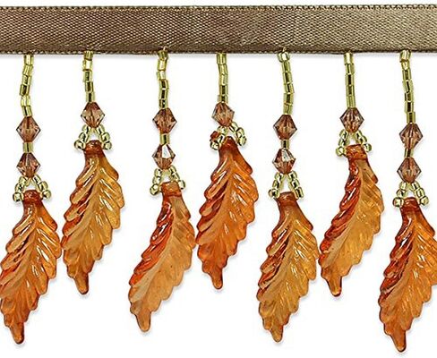 Trims by the Yard Acrylic Leaf Beaded Fringe Trim | Amber | (10 Yard Cut) in Saudi Arabia