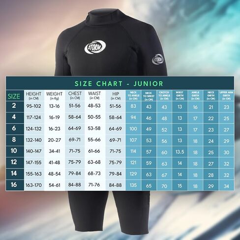 Storm Junior Black Shorty Wetsuit, Spring Flatlock BZ - 2mm Back Zip, Short Sleeve, Summer Suit BZ 2/2mm SBR + 100% Poly Lining – Boys/Girls, Kids, Childs, Surf, Swim, Bodyboard, Snorkel, Scuba in Saudi Arabia