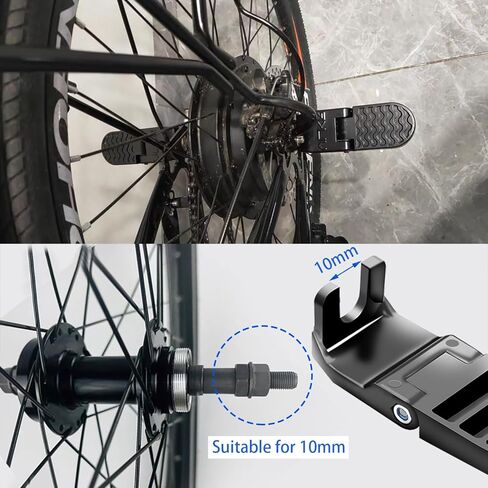 SYKSOL 1 Pair 10MM U Slot Bicycle Folding Foot Pegs, Bicycle Backseat Pedal, Mountain Bike Non-Slip Rear Wheel Pedal in Saudi Arabia