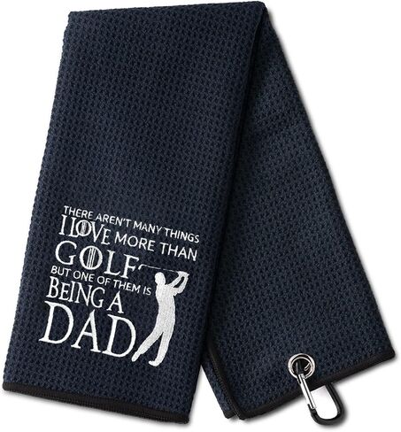 DYJYBMY I Love Golf Dad Funny Golf Towel, Embroidered Golf Towels for Golf Bags with Clip, Men's Golf Accessories, Golf Gifts for Dad, Birthday Retirement Gift for Dad Golf Fans in Saudi Arabia