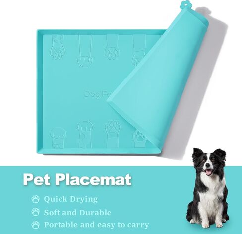 2 Pack Upgraded Silicone Dog Food Mats, Waterproof Pet Feeding Mat Holder Cover for Dogs with Extra Tall Raised Edges- Black Gray/Senior Gray in Saudi Arabia