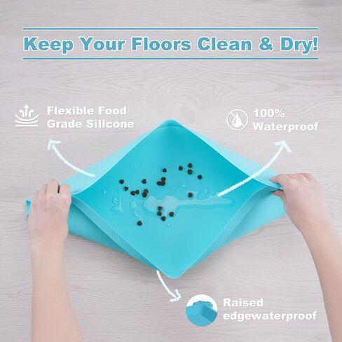 2 Pack Upgraded Silicone Dog Food Mats, Waterproof Pet Feeding Mat Holder Cover for Dogs with Extra Tall Raised Edges- Black Gray/Senior Gray in Saudi Arabia