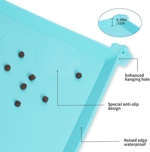2 Pack Upgraded Silicone Dog Food Mats, Waterproof Pet Feeding Mat Holder Cover for Dogs with Extra Tall Raised Edges- Black Gray/Senior Gray in Saudi Arabia