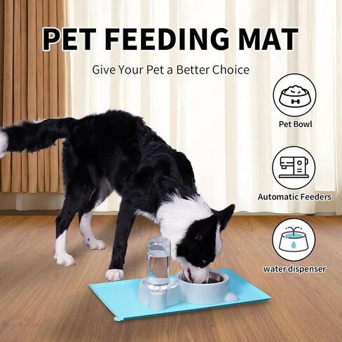 2 Pack Upgraded Silicone Dog Food Mats, Waterproof Pet Feeding Mat Holder Cover for Dogs with Extra Tall Raised Edges- Black Gray/Senior Gray in Saudi Arabia