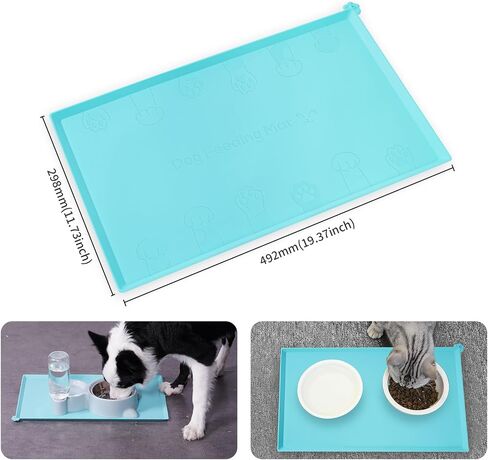 2 Pack Upgraded Silicone Dog Food Mats, Waterproof Pet Feeding Mat Holder Cover for Dogs with Extra Tall Raised Edges- Black Gray/Senior Gray in Saudi Arabia