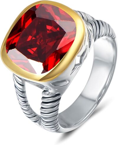 JEWEL Twisted Cable Wire Two Tone Cusion Cut CZ Statement Ring Designer Inspired Fashion Love Antique Women Jewelry Gift in Kuwait