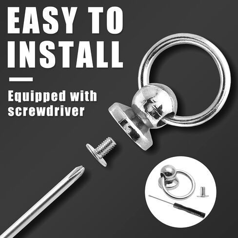 60 قطعة من مسامير الرأس الدائرية من Kyuionty مع حلقة سحب، 8 مم DIY مصنوعة من الجلد على شكل حرف O ومسامير برغي معدنية لحافظة الهاتف مع مفك براغي صغير (فضي) in Kuwait