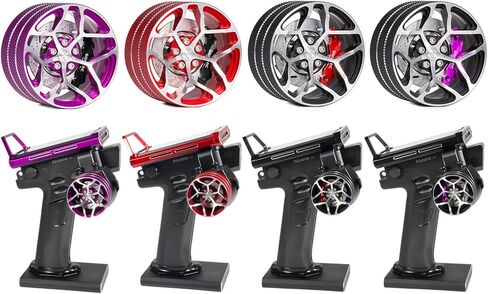 عجلة يد GOUPRC من الألومنيوم RC، ملحقات وحدة التحكم عن بعد عجلة القيادة مع أقراص الفرامل الفرجار للسيارات الزاحفة RC ترقيات جهاز الإرسال والطائرات بدون طيار (أحمر وأسود) in Kuwait