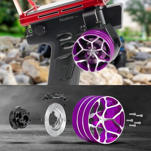 عجلة يد GOUPRC من الألومنيوم RC، ملحقات وحدة التحكم عن بعد عجلة القيادة مع أقراص الفرامل الفرجار للسيارات الزاحفة RC ترقيات جهاز الإرسال والطائرات بدون طيار (أحمر وأسود) in Kuwait