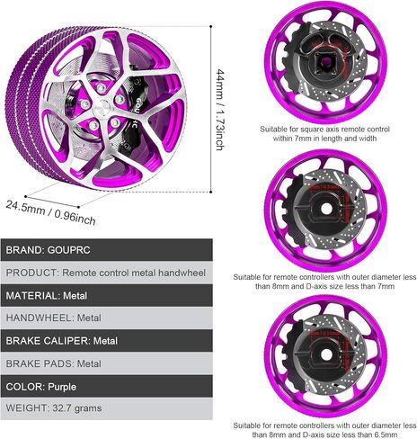 عجلة يد GOUPRC من الألومنيوم RC، ملحقات وحدة التحكم عن بعد عجلة القيادة مع أقراص الفرامل الفرجار للسيارات الزاحفة RC ترقيات جهاز الإرسال والطائرات بدون طيار (أحمر وأسود) in Kuwait