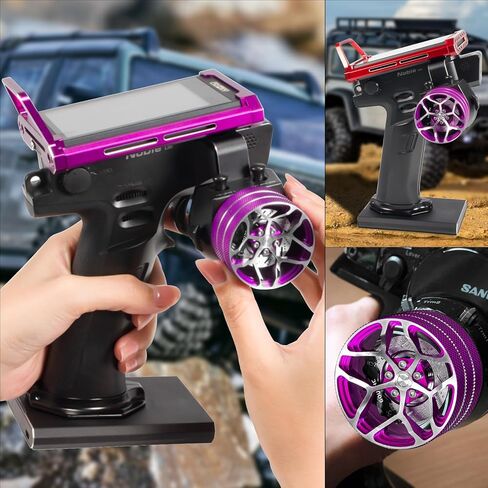 عجلة يد GOUPRC من الألومنيوم RC، ملحقات وحدة التحكم عن بعد عجلة القيادة مع أقراص الفرامل الفرجار للسيارات الزاحفة RC ترقيات جهاز الإرسال والطائرات بدون طيار (أحمر وأسود) in Kuwait