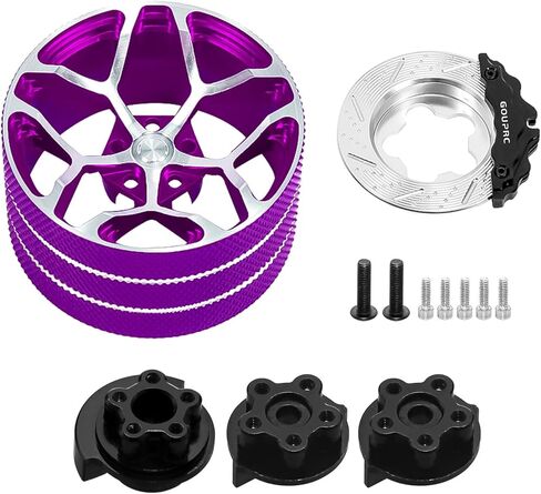 عجلة يد GOUPRC من الألومنيوم RC، ملحقات وحدة التحكم عن بعد عجلة القيادة مع أقراص الفرامل الفرجار للسيارات الزاحفة RC ترقيات جهاز الإرسال والطائرات بدون طيار (أحمر وأسود) in Kuwait