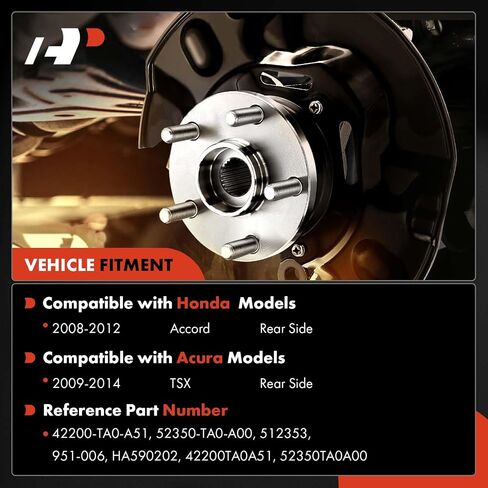 A-Premium 2 × محمل العجلة الخلفية ومجموعة المحور مع 5 عروات متوافقة مع Honda Accord 2008-2012 وAcura TSX 2009-2014 in Saudi Arabia
