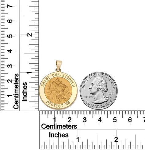 14 ك الذهب الأصفر والذهب الأبيض المصقول قلادة سانت كريستوفر الميداليات in Kuwait