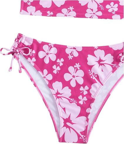Floerns Women's 2 Piece Floral Print Halter Tie Back Crop Top and Bottoms Bikini Set in Saudi Arabia