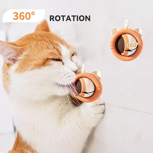 Catnip Balls, Interactive Cat Toys, 360° Rotating Catnip Treats with Storage Lid, Effective for Cleaning Teeth and Enhancing Cat's Excitement (6 PCS) in Saudi Arabia