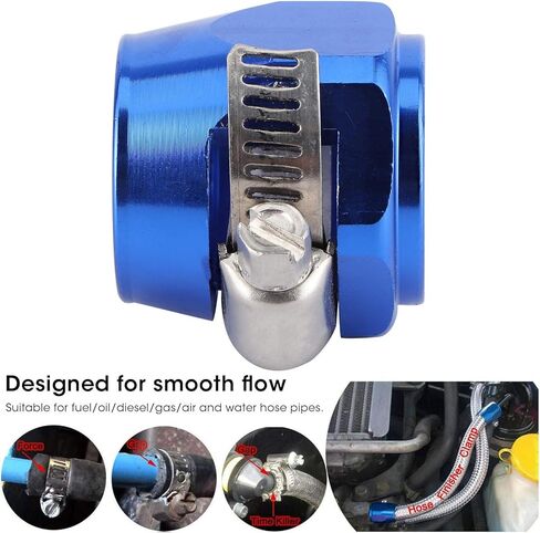 خرطوم تركيب المشبك، 10AN خرطوم المشبك سبائك الألومنيوم خرطوم التشطيب مع المشبك دودة PEX خرطوم السرج حلقات تجعيد خرطوم التشطيب المشبك موصل التشطيب لأنابيب الغاز / الهواء / المياه (الأزرق) in Kuwait