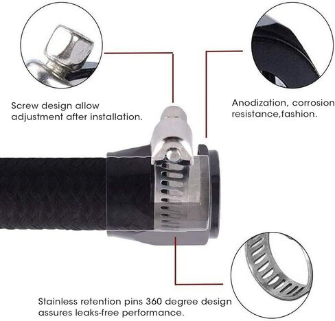 خرطوم تركيب المشبك، 10AN خرطوم المشبك سبائك الألومنيوم خرطوم التشطيب مع المشبك دودة PEX خرطوم السرج حلقات تجعيد خرطوم التشطيب المشبك موصل التشطيب لأنابيب الغاز / الهواء / المياه (الأزرق) in Kuwait