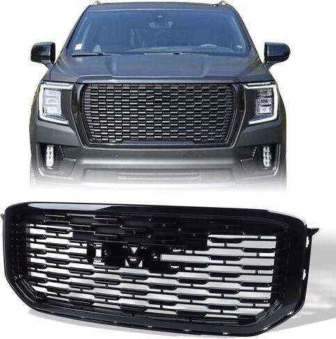 LINLINS Front Bumper Grille Grill Compatible with GMC Yukon/Yukon XL 2015-2020 Replacement Glossy Black Denali Style GM1200702 84119634 84722260 in Kuwait