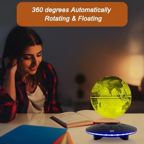 Levitating Globe, Floating Globe 6 Inches, Magnetic Levitation Rotating World Map Globes Lamp with Multi-colors Changing LED Lights for Home Office Decoration, Night Lights Gifts (Colorful Light) in Kuwait