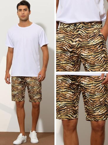 Lars Amadeus Animal Printed Shorts for Men's Regular Fit Summer Golf Shorts Pants in Saudi Arabia