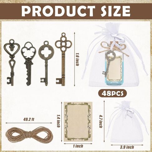 48 Set Potion Bottles for Drinks Small Glass Bottles with Drink Me Tags and Skeleton Keys in Antique Bronze Mini Bottles with Cork Stoppers Wish Bottles for Wedding Favor Baby Shower DIY Craft in Saudi Arabia