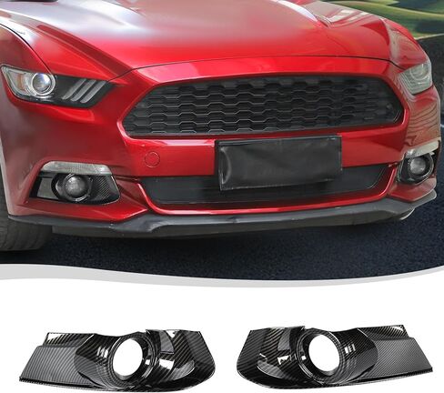 Voodola لسيارة Ford Mustang 2015-2017 غطاء مصباح الضباب الأمامي من ألياف الكربون باللون الأسود متوافق مع Ford Mustang 2015-2017 (قطعتان/مجموعة، ألياف الكربون باللون الأسود) in Kuwait