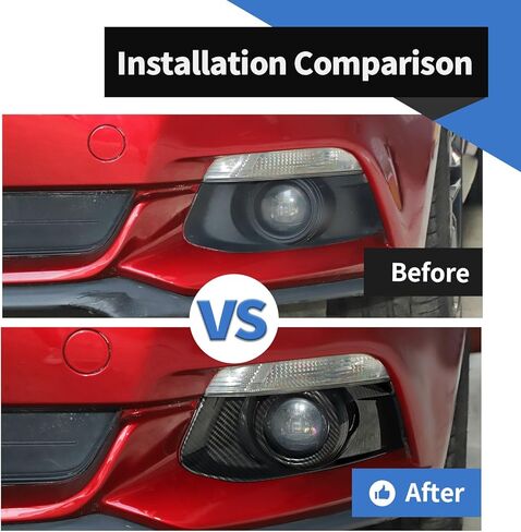 Voodola لسيارة Ford Mustang 2015-2017 غطاء مصباح الضباب الأمامي من ألياف الكربون باللون الأسود متوافق مع Ford Mustang 2015-2017 (قطعتان/مجموعة، ألياف الكربون باللون الأسود) in Kuwait