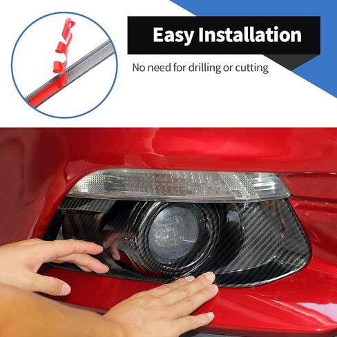 Voodola لسيارة Ford Mustang 2015-2017 غطاء مصباح الضباب الأمامي من ألياف الكربون باللون الأسود متوافق مع Ford Mustang 2015-2017 (قطعتان/مجموعة، ألياف الكربون باللون الأسود) in Kuwait