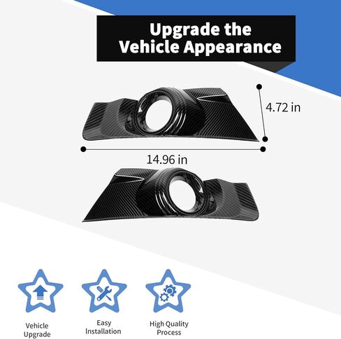 Voodola لسيارة Ford Mustang 2015-2017 غطاء مصباح الضباب الأمامي من ألياف الكربون باللون الأسود متوافق مع Ford Mustang 2015-2017 (قطعتان/مجموعة، ألياف الكربون باللون الأسود) in Kuwait