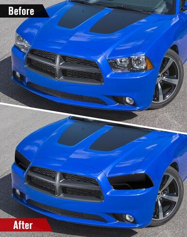 JeCar Smoked Light Covers Headlight Brake Light Bezal Guards Exterior Accessories Compatible with Dodge Charger 2011-2014, Black in Saudi Arabia