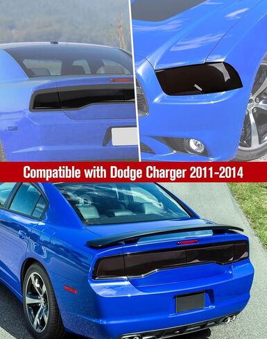 JeCar Smoked Light Covers Headlight Brake Light Bezal Guards Exterior Accessories Compatible with Dodge Charger 2011-2014, Black in Saudi Arabia