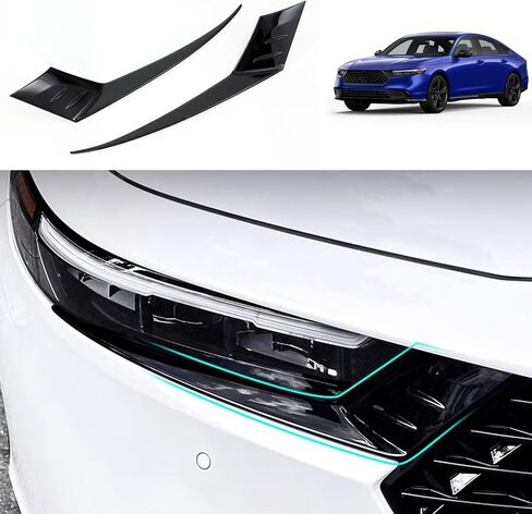 TUBAIZAI Car Accessories Compatible with Honda Accord 2023 2024 Headlight Head Light Lamp Eyebrow Cover Eyelids Moulding Trims ABS 2PCS(Glossy Black Style) in Saudi Arabia