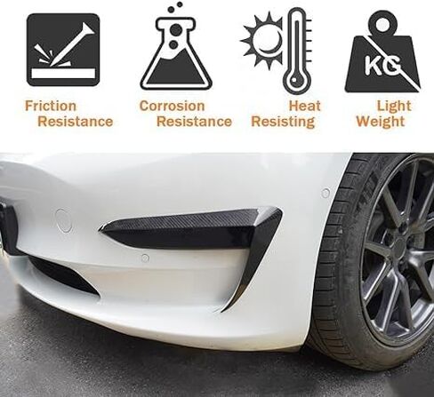 طقم قطعتين من مصابيح الضباب الخارجية لسيارة Tesla Model 3 2017-2023، تتضمن غطاء حواجب من ألياف الكربون غير اللامعة ABS، وزخرفة شفرة، وإطار مصباح ضباب سبويلر in Kuwait