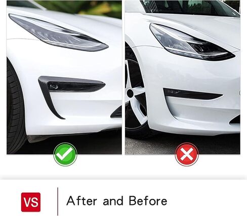 طقم قطعتين من مصابيح الضباب الخارجية لسيارة Tesla Model 3 2017-2023، تتضمن غطاء حواجب من ألياف الكربون غير اللامعة ABS، وزخرفة شفرة، وإطار مصباح ضباب سبويلر in Kuwait