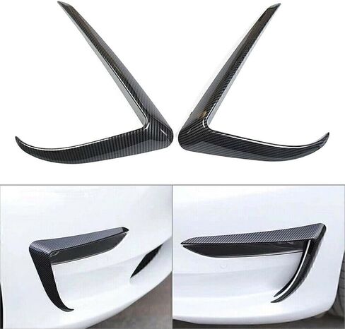 طقم قطعتين من مصابيح الضباب الخارجية لسيارة Tesla Model 3 2017-2023، تتضمن غطاء حواجب من ألياف الكربون غير اللامعة ABS، وزخرفة شفرة، وإطار مصباح ضباب سبويلر in Kuwait