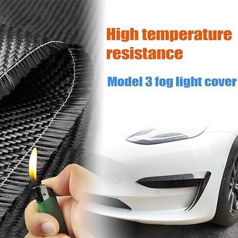 طقم قطعتين من مصابيح الضباب الخارجية لسيارة Tesla Model 3 2017-2023، تتضمن غطاء حواجب من ألياف الكربون غير اللامعة ABS، وزخرفة شفرة، وإطار مصباح ضباب سبويلر in Kuwait