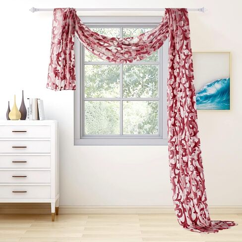 NAPEARL Scarf Valance, European Style Jacquard Window Scarf, Decorative Sheer Curtain for Wedding Arch, Canopy Bed, Headboard, Gazebo, 1 Panel (Wide 54 in x Long 216 in, Beige) in Kuwait