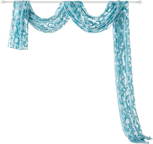 NAPEARL Scarf Valance, European Style Jacquard Window Scarf, Decorative Sheer Curtain for Wedding Arch, Canopy Bed, Headboard, Gazebo, 1 Panel (Wide 54 in x Long 216 in, Beige) in Kuwait