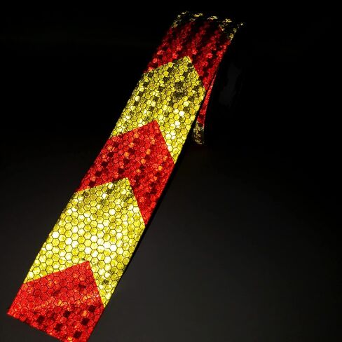 شريط عاكس ماكس برايت، شريط عاكس على شكل قرص العسل مقاس 30 قدمًا × 2 بوصة، شريط عاكس آمن للمقطورات والشاحنات والمعدات، شريط عاكس أصفر وأحمر، خارجي، مقاوم للماء، عبوتان in Kuwait