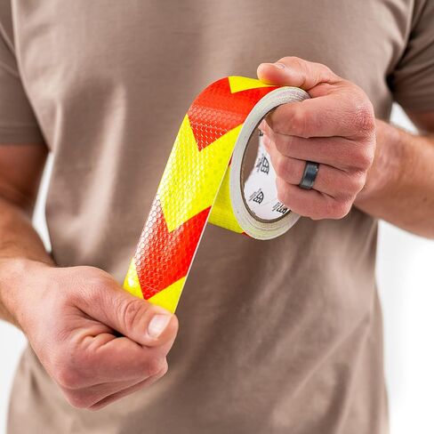 شريط عاكس ماكس برايت، شريط عاكس على شكل قرص العسل مقاس 30 قدمًا × 2 بوصة، شريط عاكس آمن للمقطورات والشاحنات والمعدات، شريط عاكس أصفر وأحمر، خارجي، مقاوم للماء، عبوتان in Kuwait