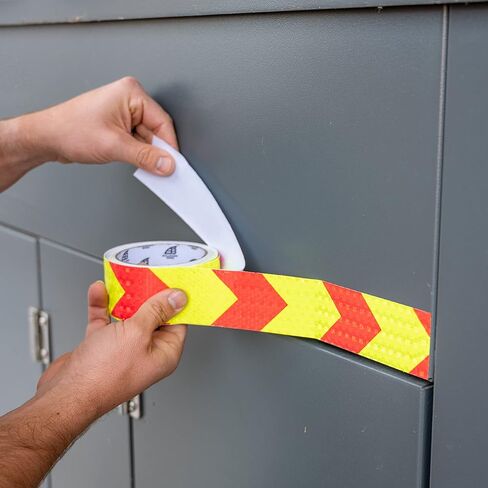 شريط عاكس ماكس برايت، شريط عاكس على شكل قرص العسل مقاس 30 قدمًا × 2 بوصة، شريط عاكس آمن للمقطورات والشاحنات والمعدات، شريط عاكس أصفر وأحمر، خارجي، مقاوم للماء، عبوتان in Kuwait