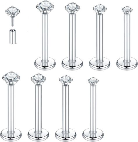 Aumeo 8PCS 16G Threadless Push in Lip Rings Stainless Steel Labret Monroe Lip Nose Ring Studs Tragus Cartilage Helix Earrings Studs Medusa Piercing Jewelry in Saudi Arabia